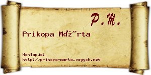 Prikopa Márta névjegykártya